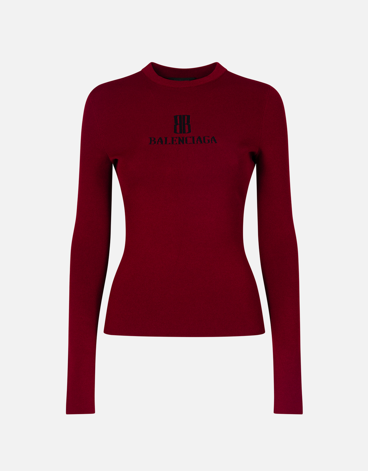 Balenciaga リブ編みクルーネック長袖フィットトップ () IFCHIC.COM