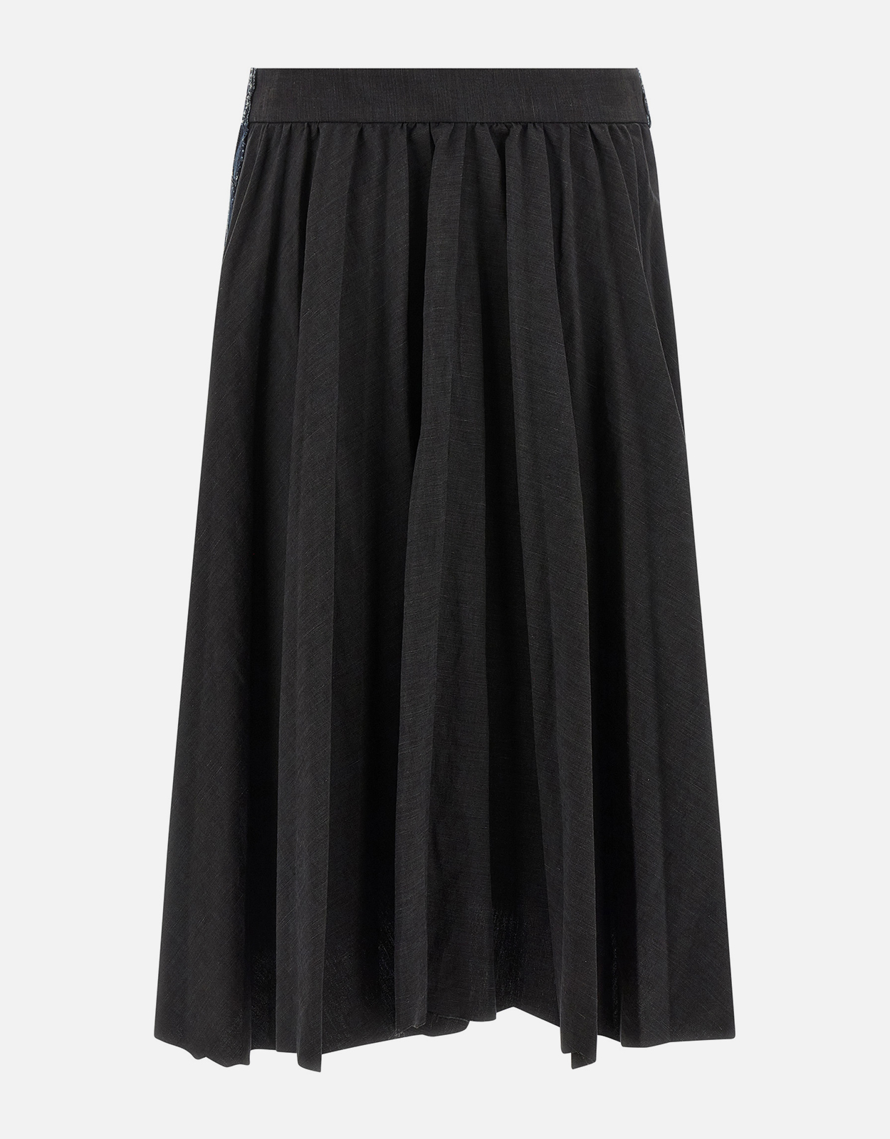 Balenciaga Hybrid Pleated Linen Cotton Midi Skirt - FR 30