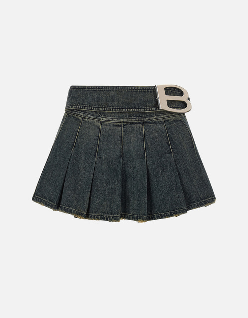 バレンシアガ　フレアースカート美品 Balenciaga バックルプリーツコットンフレアスカート (ドレス,ロング