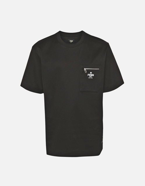 Fendi メンズ ブラックコットンTシャツ (アパレル,トップス＆Tシャツ,T