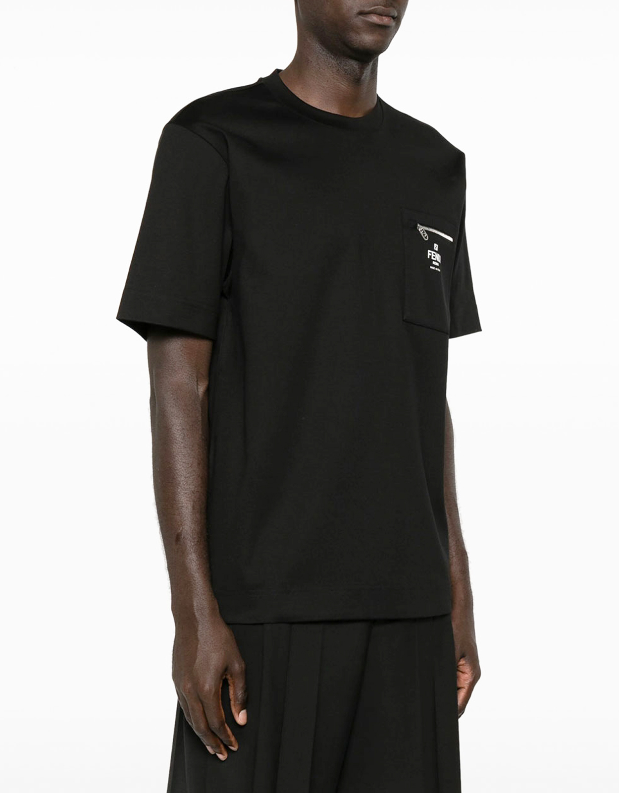 Fendi メンズ ブラックコットンTシャツ (トップス＆Tシャツ,Tシャツ