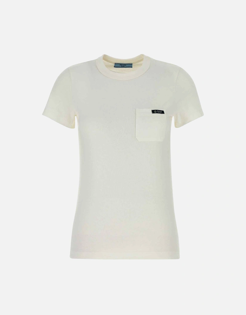 PRADA ホワイト Tシャツ ポケット付き Prada コットンロゴラベル胸ポケットTシャツ (すべての新品) IFCHIC.COM