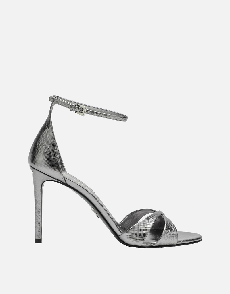 Prada シルバー ヒール レザー サンダル (すべての新品) IFCHIC.COM