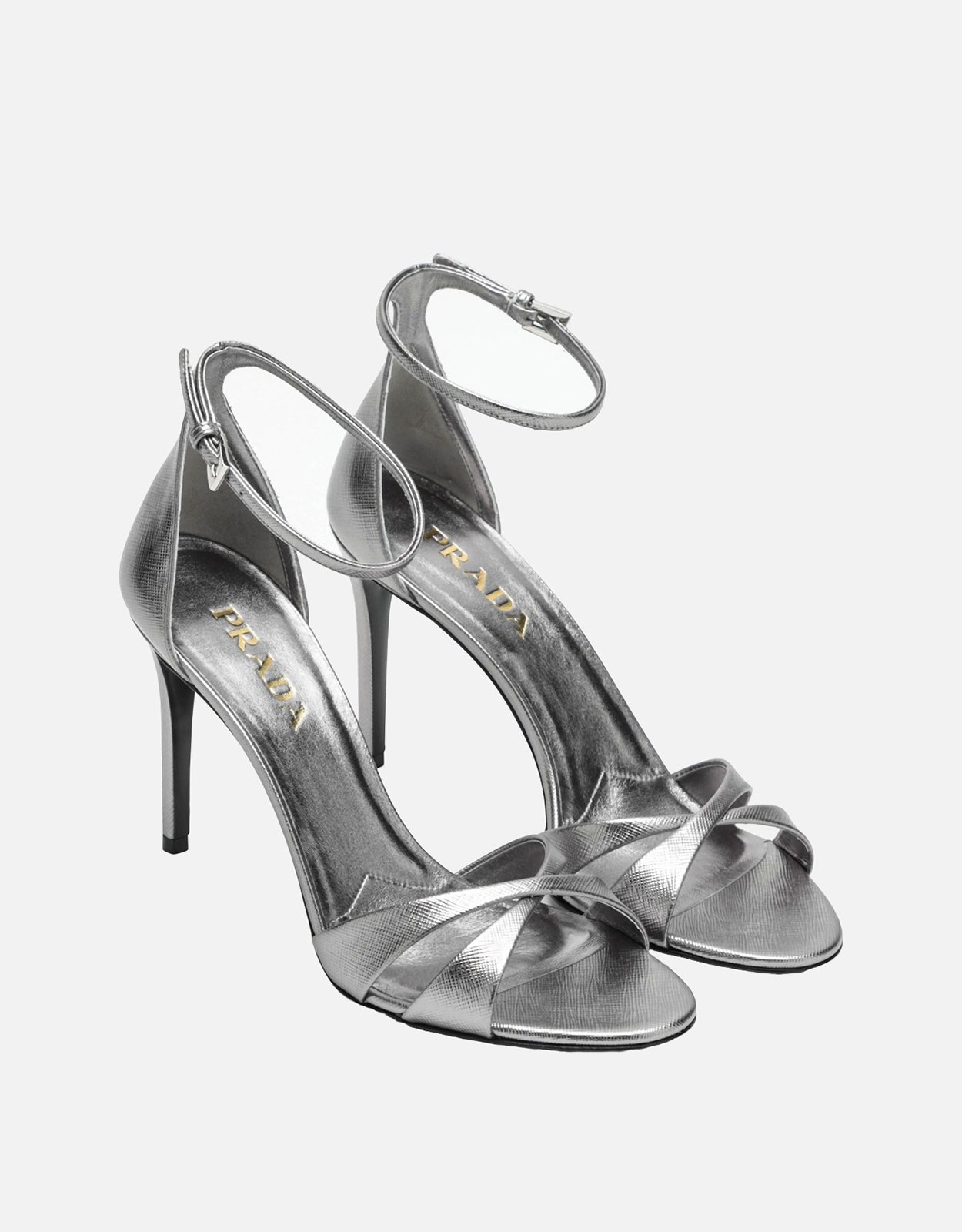 Prada シルバー ヒール レザー サンダル (すべての新品) IFCHIC.COM