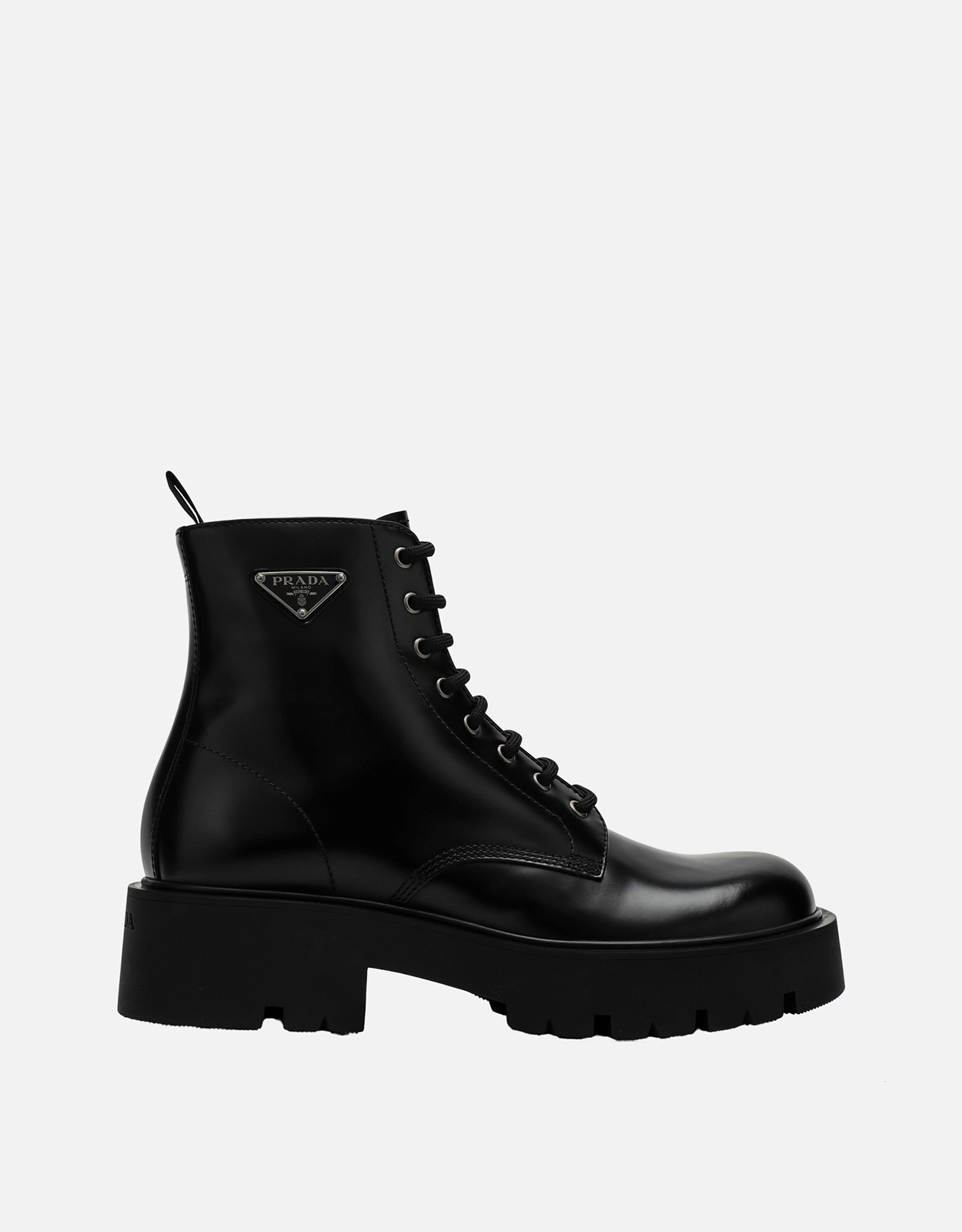 Prada Prada Black brushed leather ankle boot - UK 8.5　プラダ ブラック ブラッシュ レザー アンクル ブーツ - UK 8.5