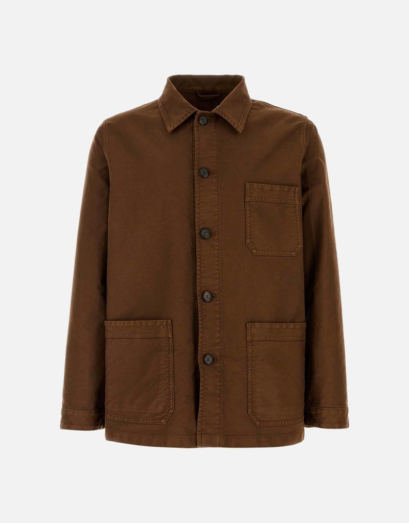 Prada メンズブラウンコットンキャンバスジャケット (すべての新品