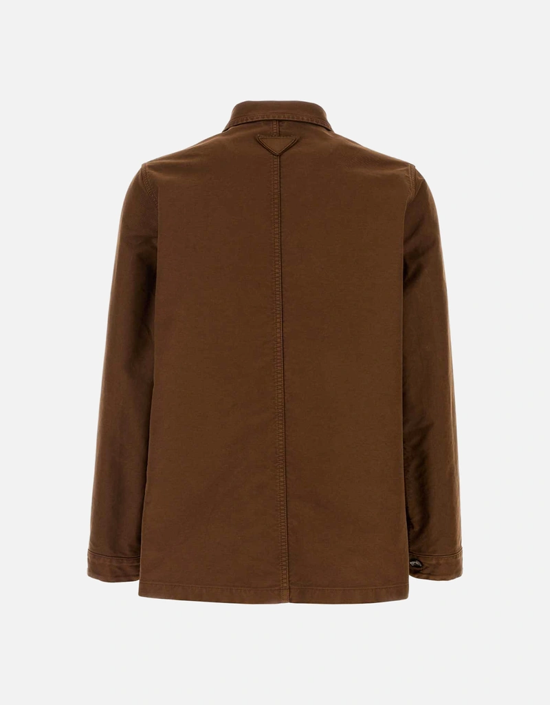Prada メンズブラウンコットンキャンバスジャケット (すべての新品