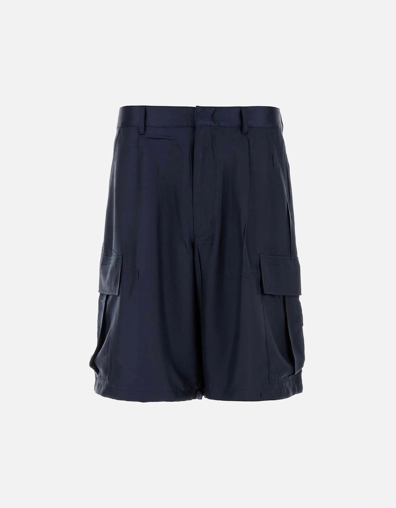 Prada メンズダークブルーシルクバミューダショーツ () IFCHIC.COM