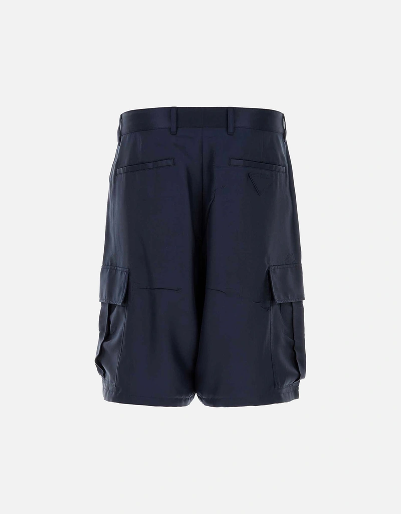 Prada メンズダークブルーシルクバミューダショーツ () IFCHIC.COM