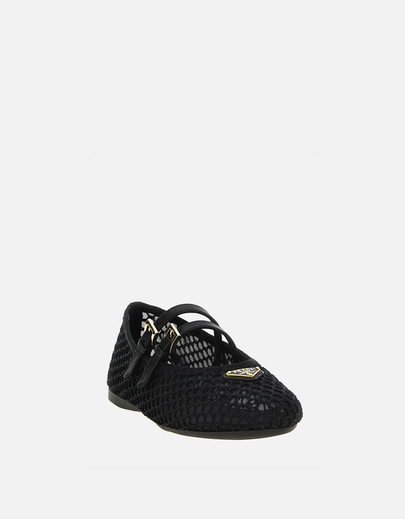 PRADA ブラック ローファー ダブルストラップ Prada ダブルストラップバレエフラット () IFCHIC.COM