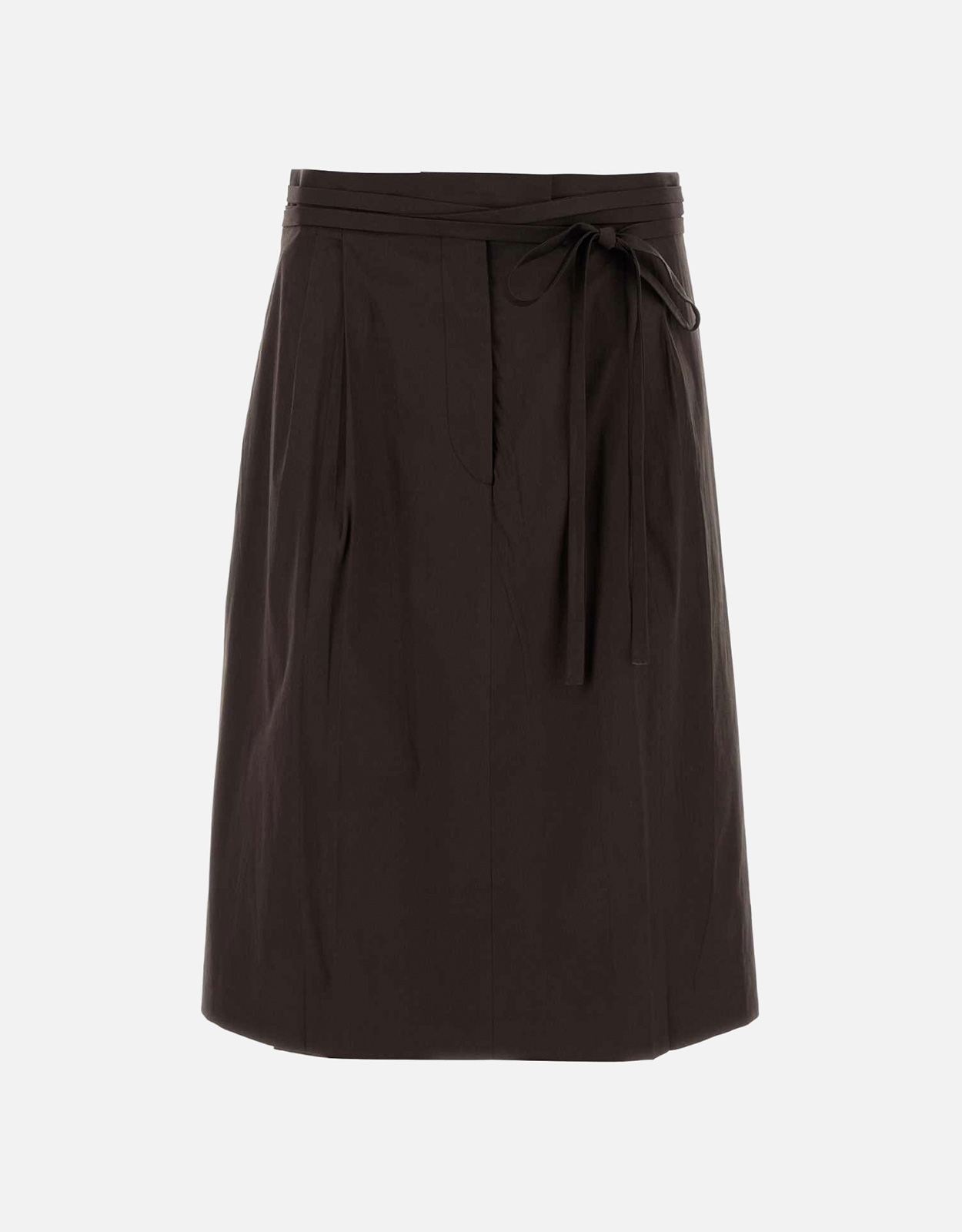 Prada ブラウンストレッチポプリンラップスカート (すべての新品