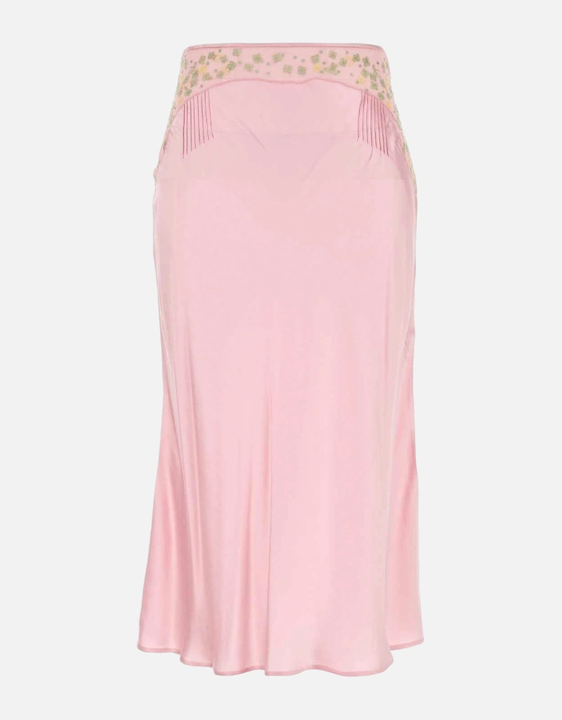 Prada ピンクサテン花柄刺繍スカート (すべての新品) IFCHIC.COM