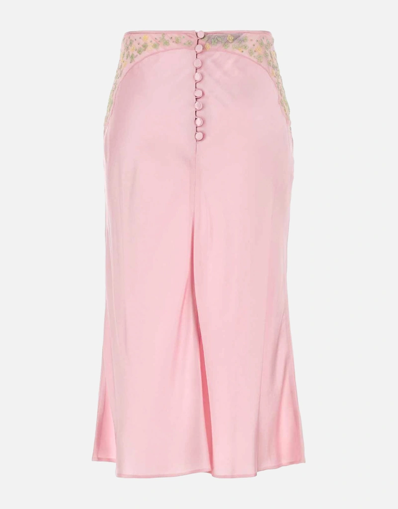 Prada ピンクサテン花柄刺繍スカート (すべての新品) IFCHIC.COM