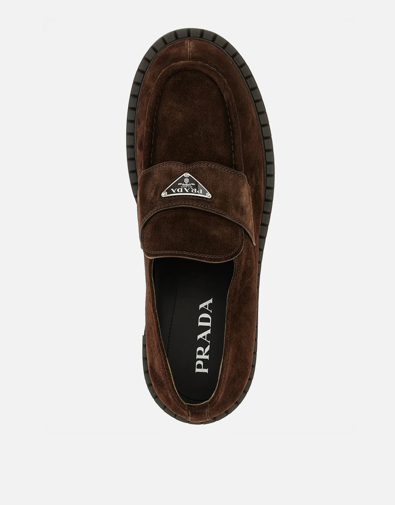 Prada メンズダブルチョコレートカーフスキンローファー () IFCHIC.COM