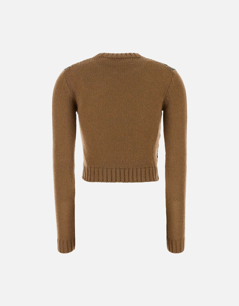 Prada カシミヤチェック刺繍クルーネックセーター (すべての新品