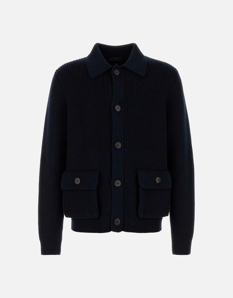 PRADA バージンウール100% Ｖネックカーディガン 38 黒 PRADA Vネック バージン ウール カーディガン ブラック サイズ38