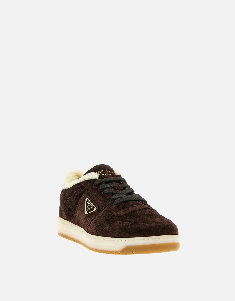 Prada メンズ Downtown カーフレザー スエード スニーカー () IFCHIC.COM