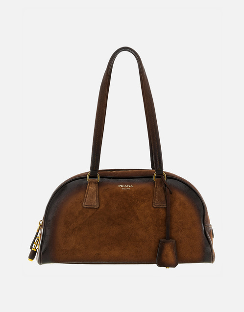 PRADA ボディバック Prada ミディアムスエードカーフレザーボウリングバッグ () IFCHIC.COM