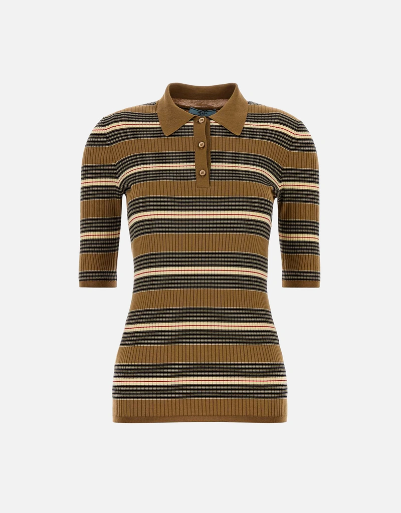 Prada ストライプコットンポロシャツ (すべての新品) IFCHIC.COM