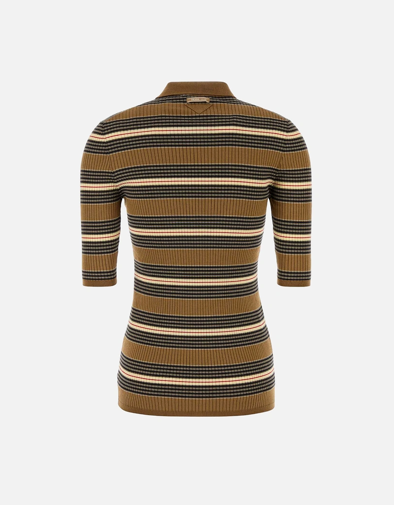 Prada ストライプコットンポロシャツ (すべての新品) IFCHIC.COM