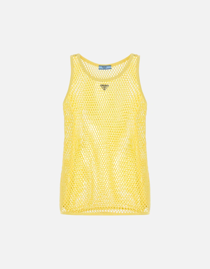 Prada イエローコットンメッシュタンクトップ (すべての新品) IFCHIC.COM