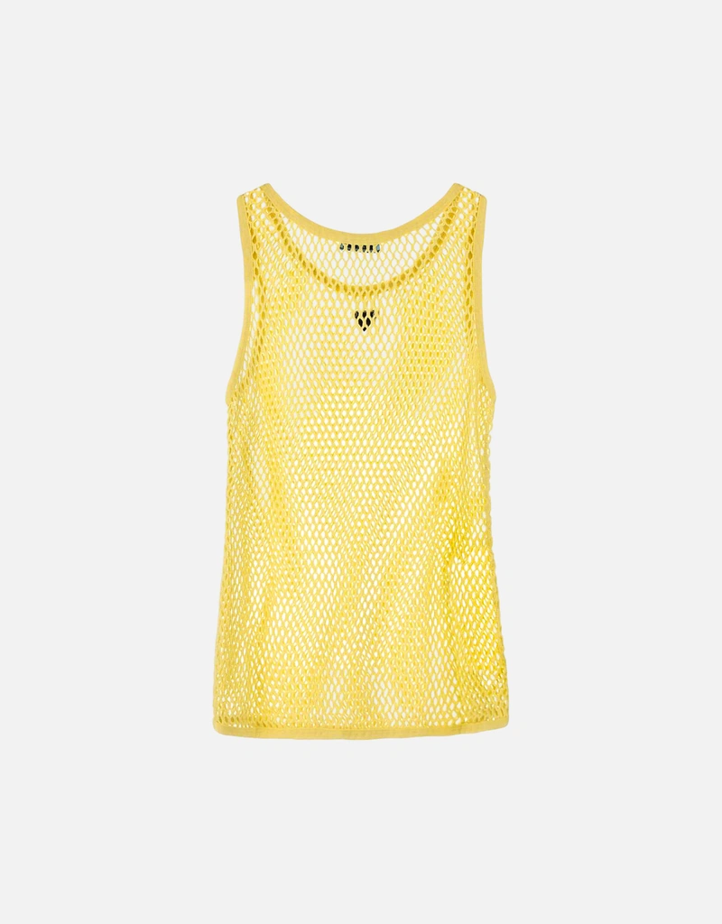 Prada イエローコットンメッシュタンクトップ (すべての新品) IFCHIC.COM