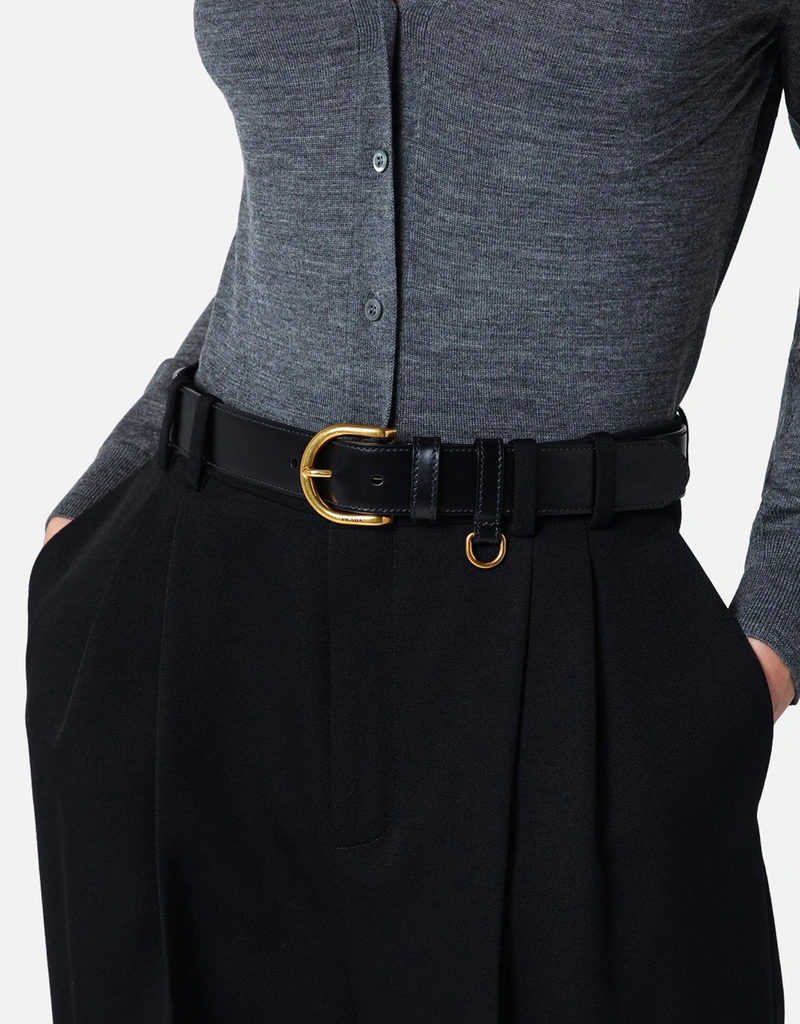 PRADA ブラックレザーベルト 38/95 Prada サフィアーノレザー ベルト