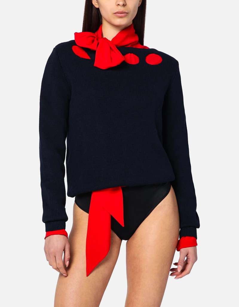 Prada コットンジオメトリックボクシーボートネックスウェット