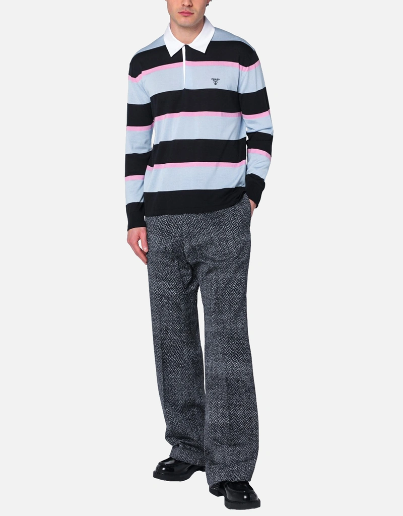prada sportsオリーブグリーン ストライプ ポロシャツ prada sportsオリーブグリーン ストライプ ポロシャツ PRADA prada