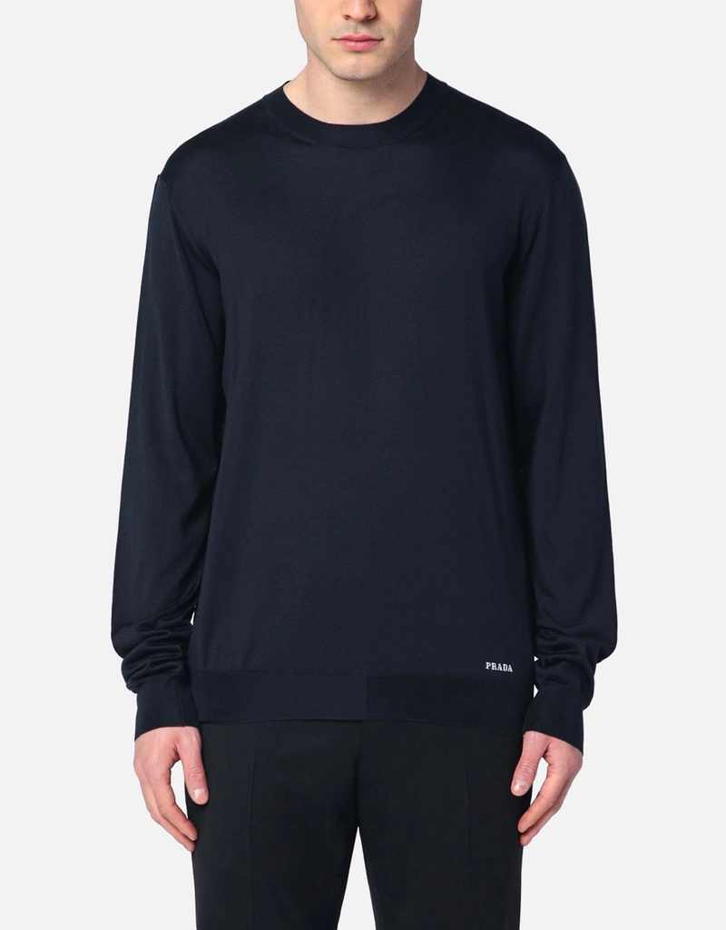 archive PRADA カシミヤ×シルク ニット ブラック PRADA プラダ カシミヤシルク Vネック ニット カーディガン 44