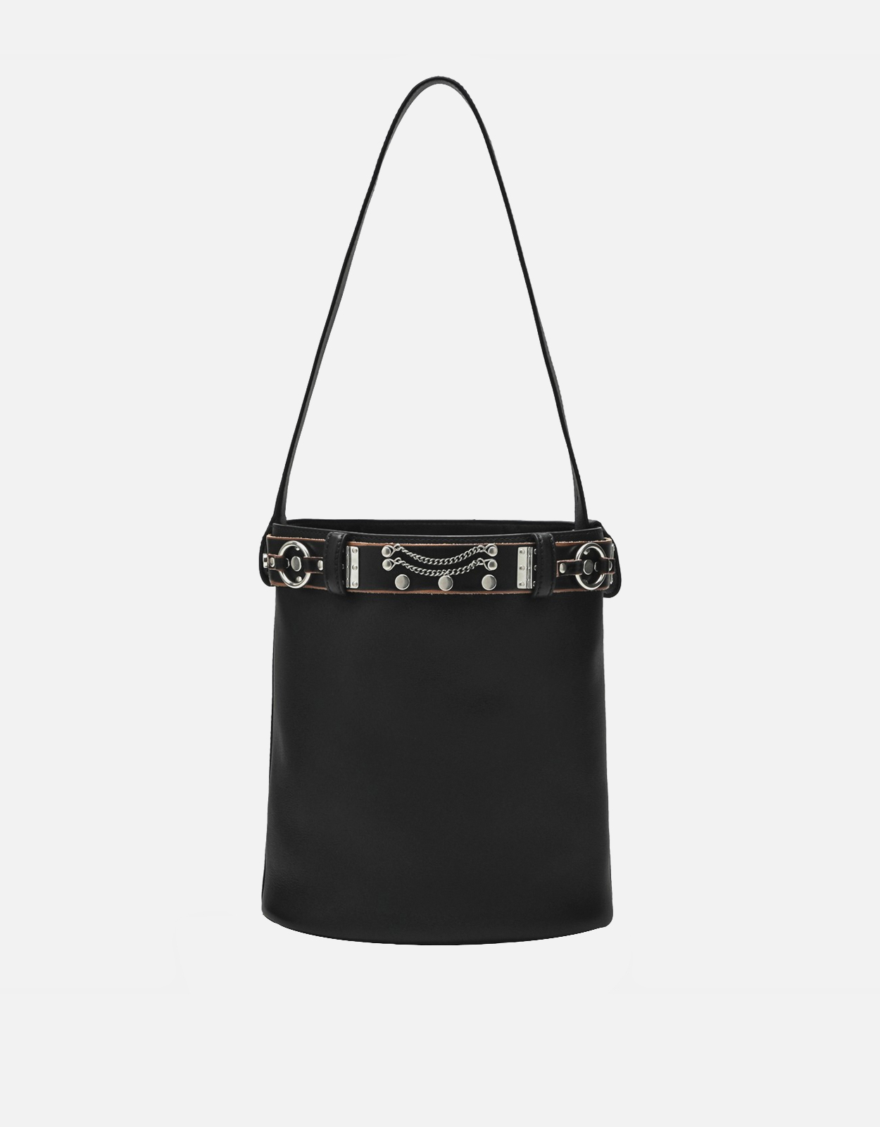 Prada バケット カーフレザー バケットバッグ スタッズベルト付き