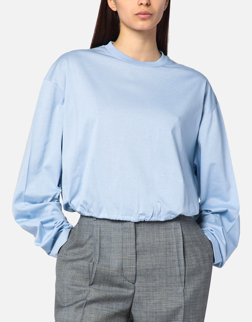 Prada ライトブルー コットン セーター 弾性ヘム付き (トップス