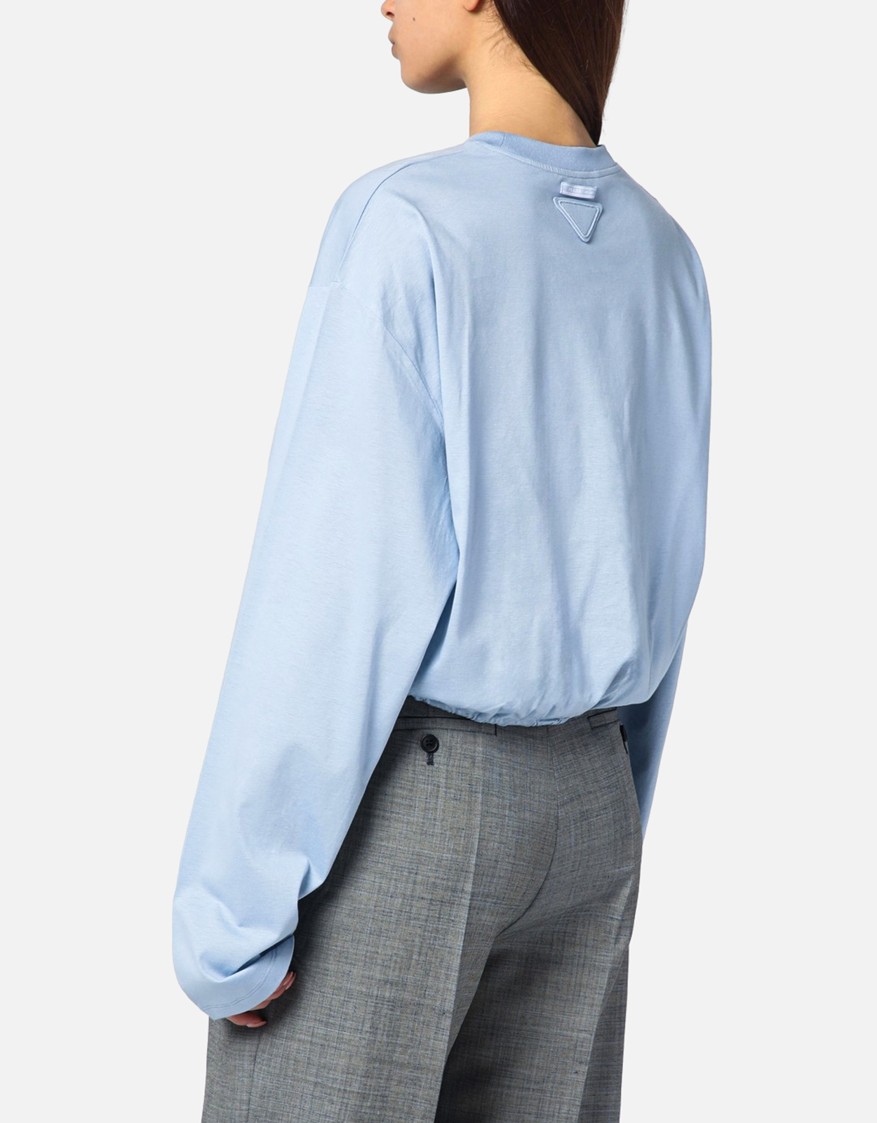 Prada ライトブルー コットン セーター 弾性ヘム付き (トップス