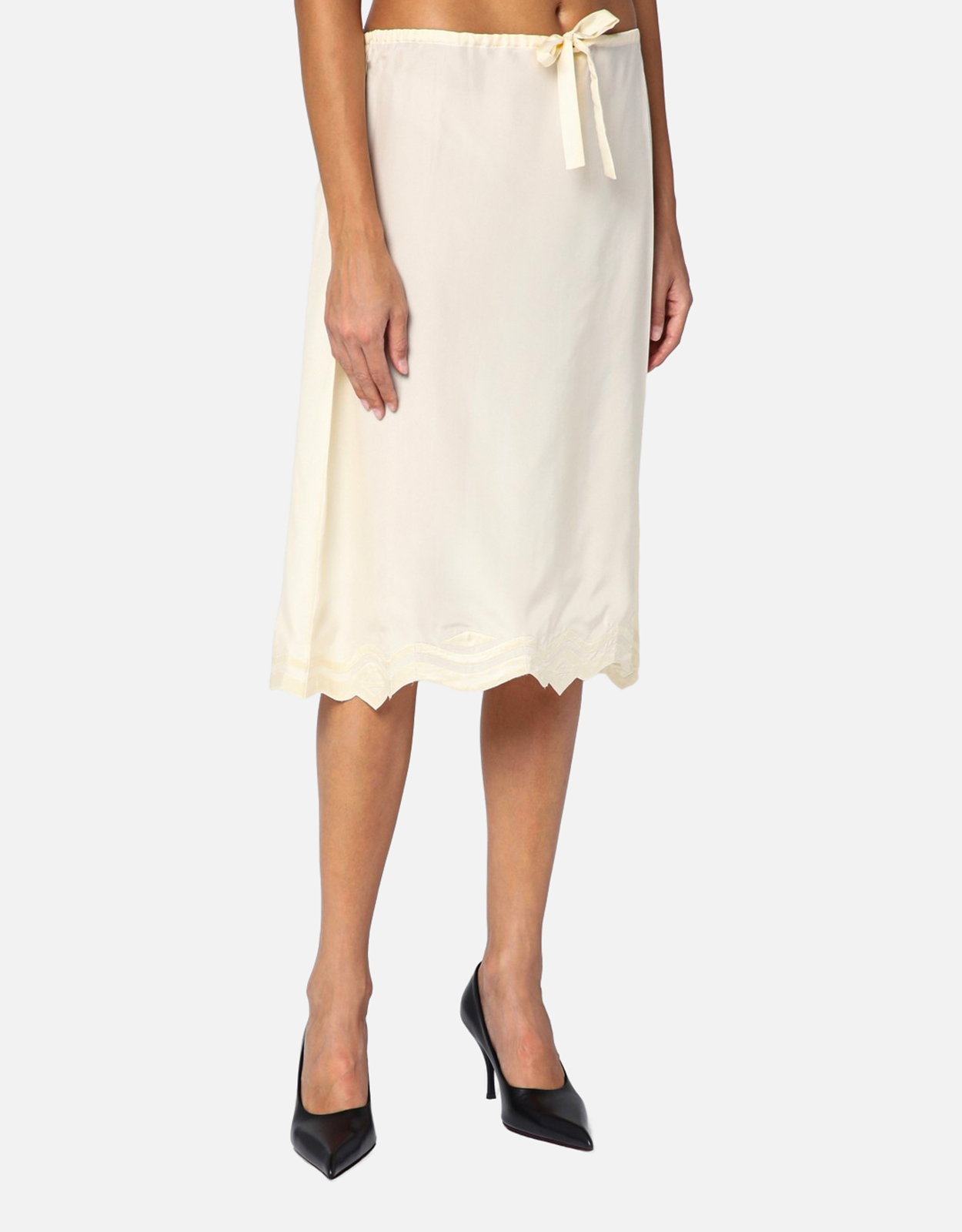PRADA シルク ヴィンテージスカート Prada アイボリーシルクスカート (ドレス) IFCHIC.COM