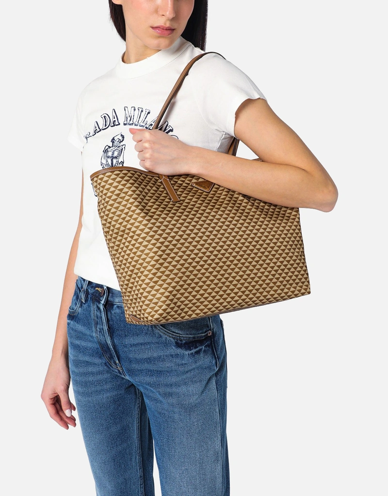 Prada キャラメルカラー プリント再生ナイロンバッグ (すべての新品