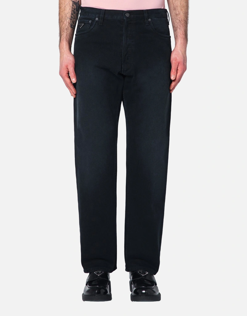 Prada メンズ ブラック ストレート デニム ジーンズ (すべての新品
