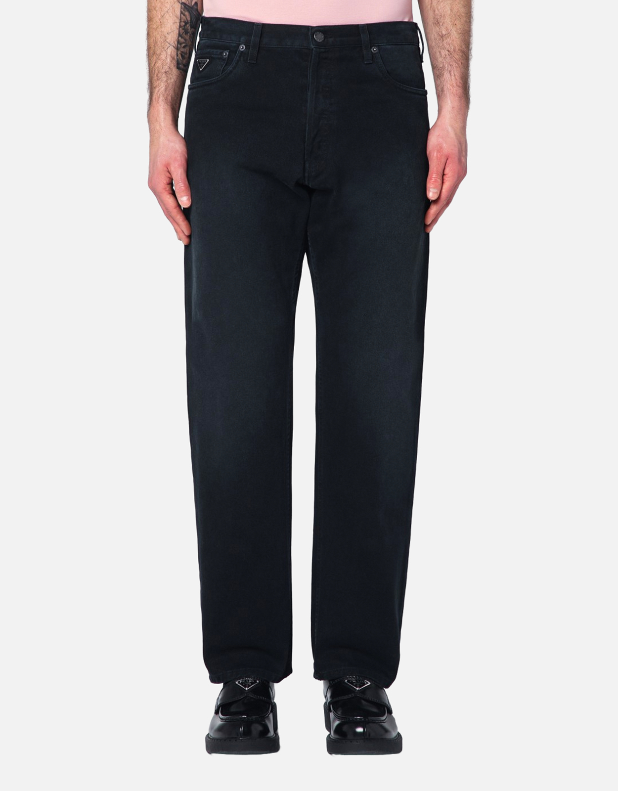 Prada メンズ ブラック ストレート デニム ジーンズ (すべての新品