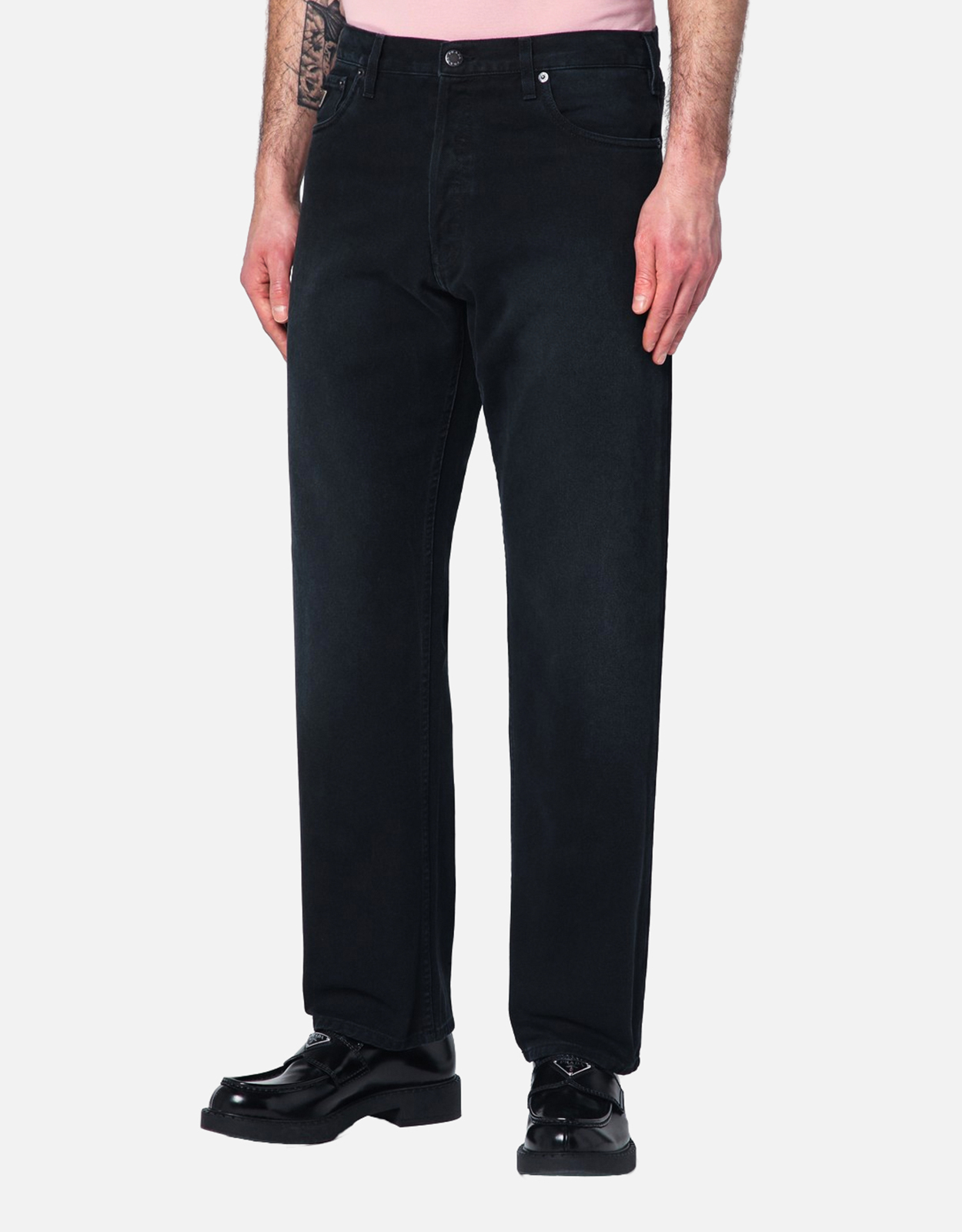 Prada ブラックデニムパンツ スリムテパード Prada メンズ ブラック ストレート デニム ジーンズ (すべての新品