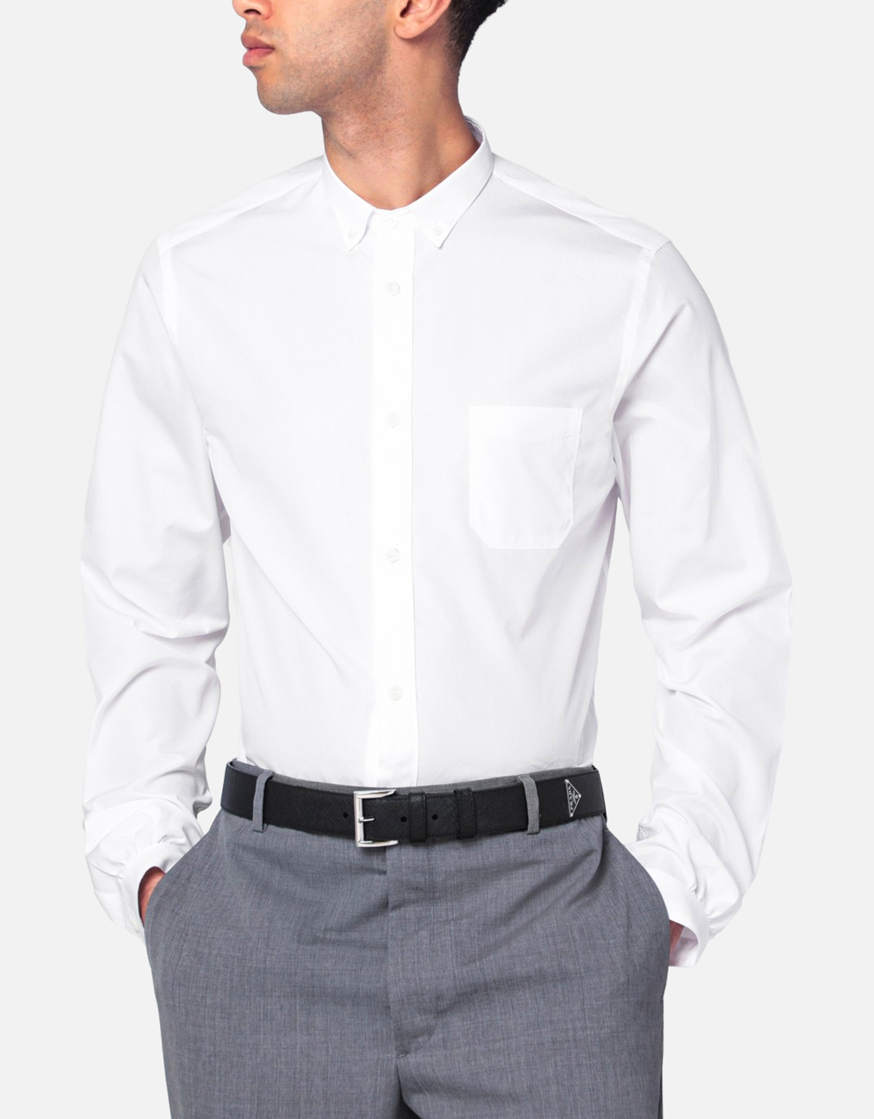 Prada メンズホワイトコットンシャツ (アパレル,シャツ) IFCHIC.COM