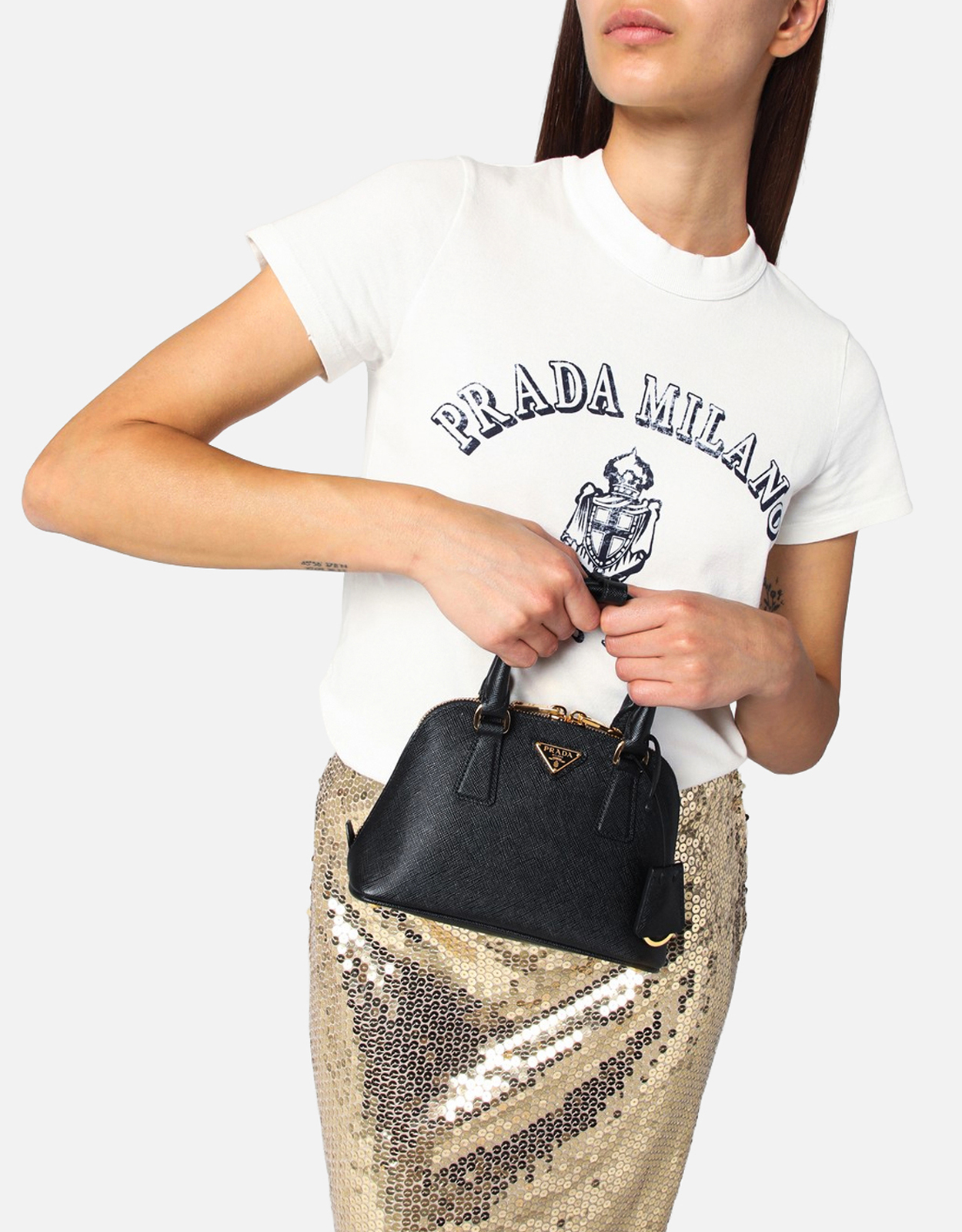 Prada ブラックサフィアーノレザープロムナードバッグ (すべての新品