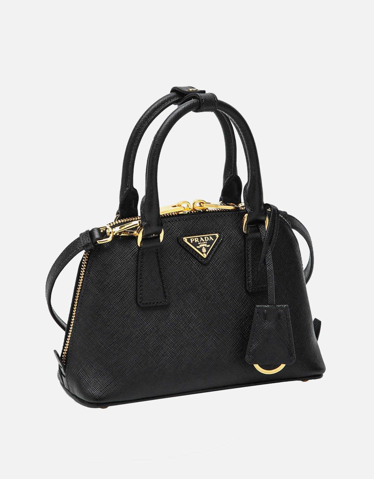 Prada ブラックサフィアーノレザープロムナードバッグ (すべての新品