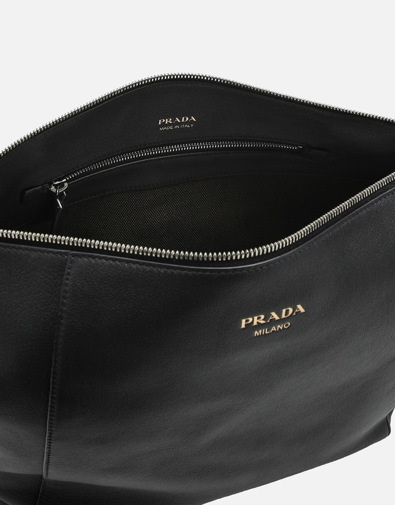 Prada メンズ ブラックレザーショルダーバッグ (バッグ) IFCHIC.COM