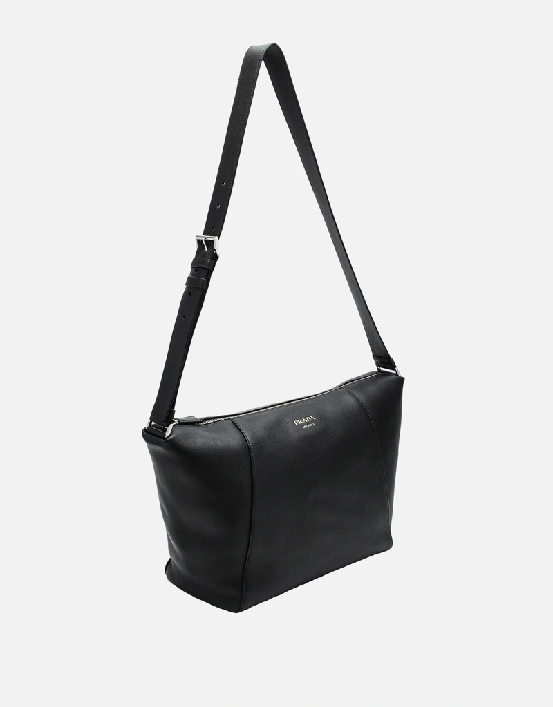 Prada メンズ ブラックレザーショルダーバッグ (バッグ) IFCHIC.COM