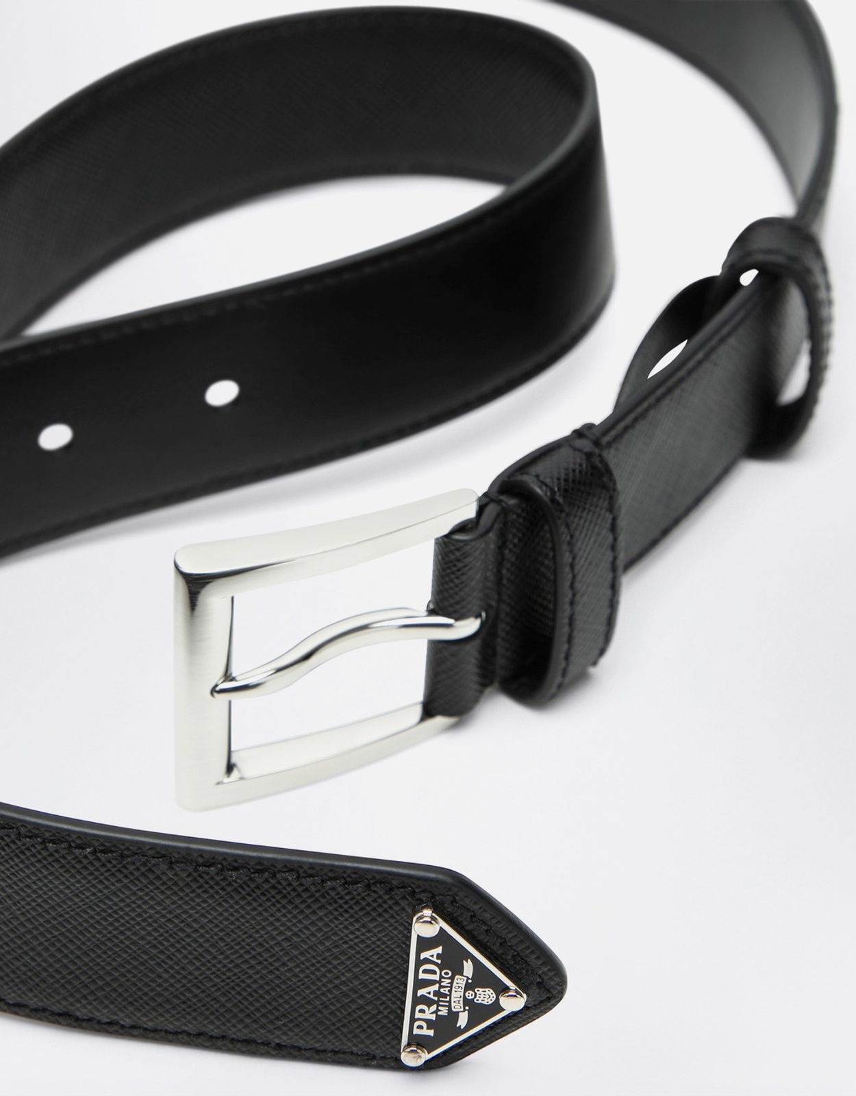 Prada メンズ サフィアーノ カーフスキン レザーベルト (アクセサリ