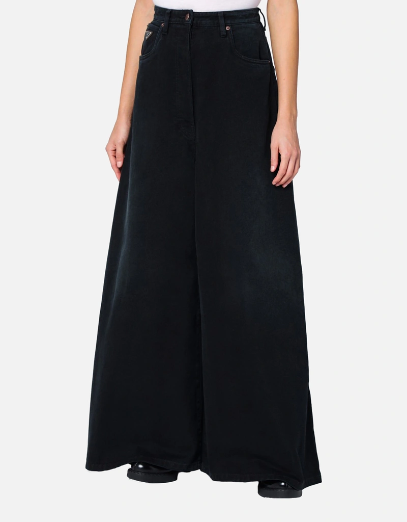 Prada ブラックワイドレッグデニムジーンズ (パンツ) IFCHIC.COM