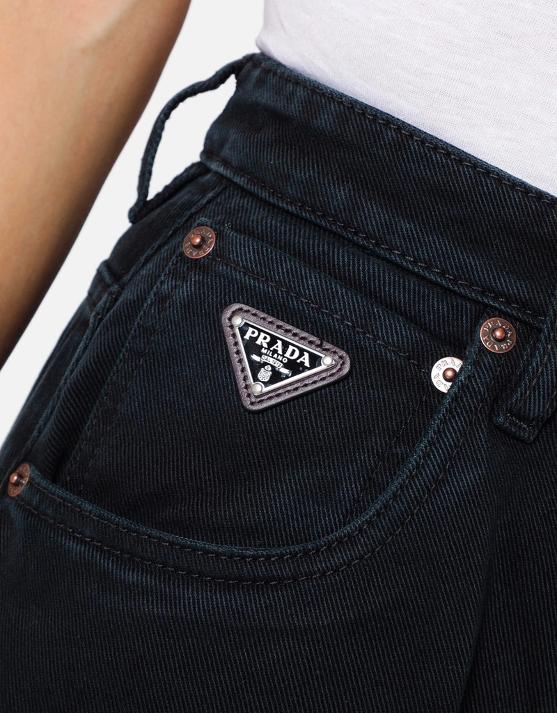 Prada ブラックワイドレッグデニムジーンズ (パンツ) IFCHIC.COM