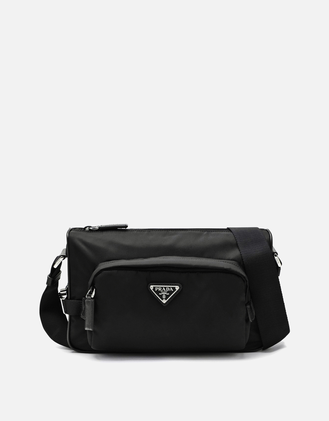 Prada メンズ ミディアム リナイロン＆サフィアーノレザー ショルダー