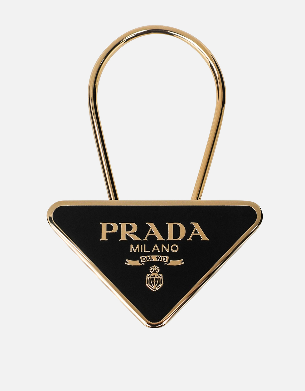 Prada ブラックゴールドエナメルメタルキーリング (キーチェーンと