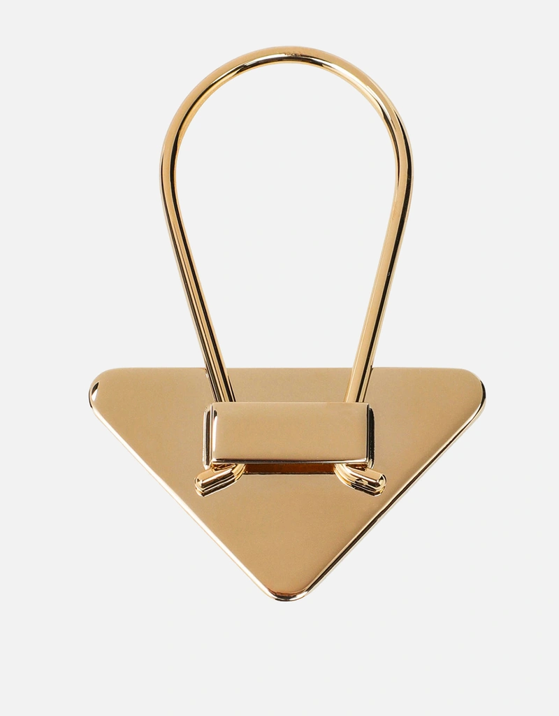 PRADA/エナメルメタルキーリング Prada ブラックゴールドエナメルメタルキーリング (キーチェーンと