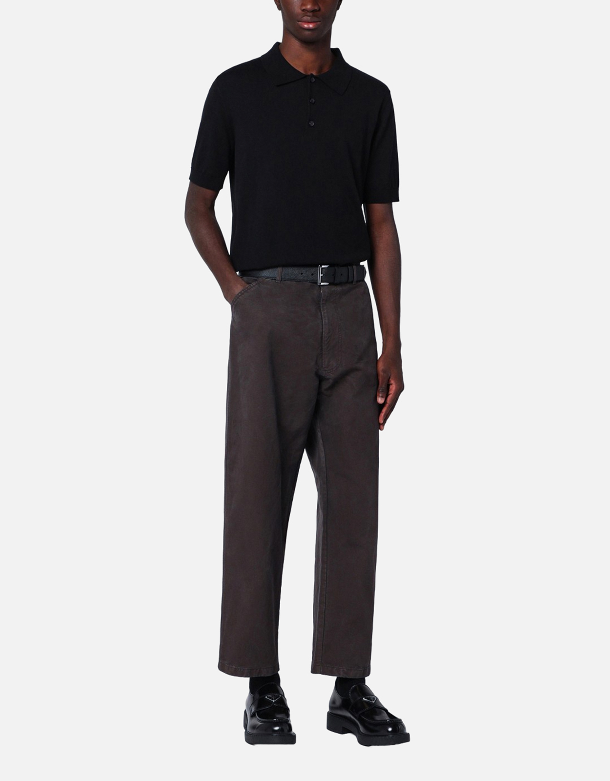 Prada メンズVintage Effectブラウンコットンパンツ (すべての新品